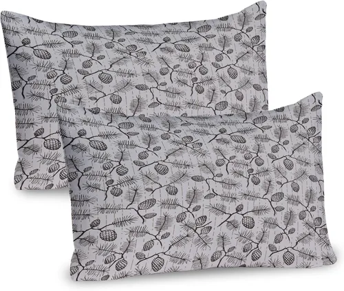 Vista 53 de Ambesonne Juego de 2 fundas de almohada navideñas, diseño de estrellas de Navidad y copos de nieve, letras retro, ropa de cama de microfibra