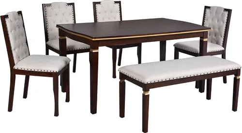 Vista 9 de P PURLOVE - Juego de mesa de comedor de cocina para 6 personas (espresso)