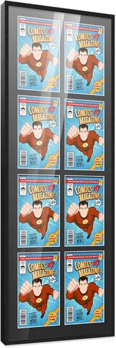 Vista 16 de Poster Palooza Marco de cómic con paspartú para 1 cómic de la Edad de Bronce publicado entre 1970 y 1985, marco de cómic negro para cómic de 7.25 x