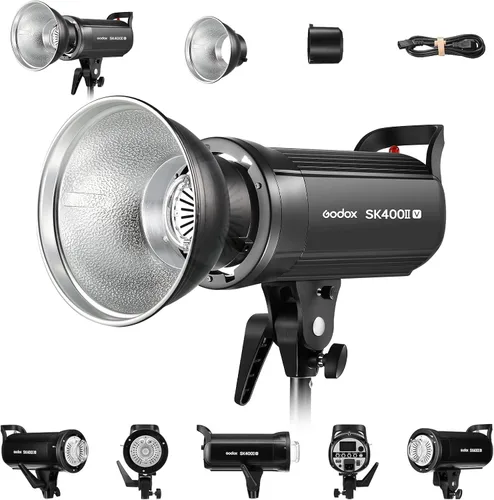 Vista 9 de Godox SK400II-V 400Ws Luz de Flash Estroboscópica para Estudio Fotográfico Monolight con Montura Bowens y Lámpara de Modelado LED de 10W