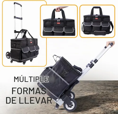 Vista 3 de Bolsa de herramientas con ruedas - Carro de aleación de aluminio para electricista y HVAC
