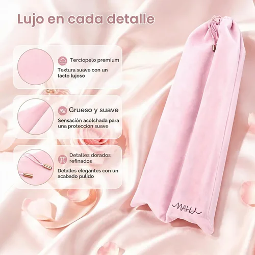 Vista 2 de Velvet Mahjong - Bolsa de almacenamiento con 2 compartimentos para estantes Rosa