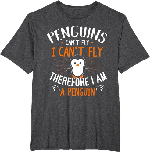 Vista 26 de Penguins Can't Fly Shirt - Camiseta de regalo para amantes de los pingüinos, Azul Azul Marino
