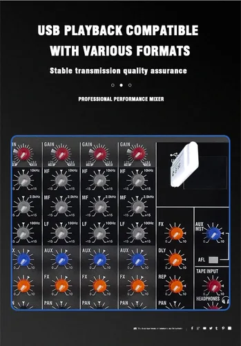 Vista 10 de CK-60 Mezclador profesional (6 canales) para grabación DJ Stage Karaoke Music Application w/USB Drive BT