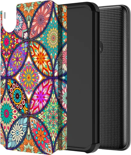 Vista 2 de Rosebono - Funda compatible con Moto E6, delgada híbrida de doble capa a prueba de golpes, cubierta dura a prueba de golpes, linda funda de silicona