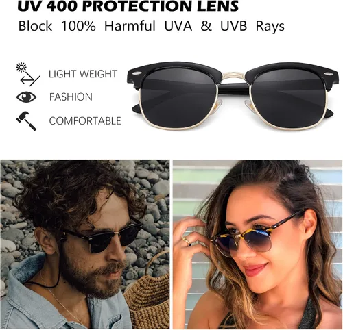 Vista 5 de Pro Acme Gafas de sol polarizadas clásicas sin montura con remaches metálicos
