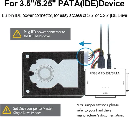 Vista 9 de Adaptador USB 3.0 a IDE SATA lector de disco duro para disco duro HDD/SSD de 2.5/3.5, cable de convección externa de ultra recuperación incluye