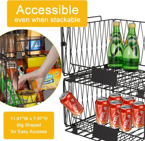 Vista 4 de 2 paquetes XXL de cestas de organización y almacenamiento para despensa de cocina, cesta de frutas y verduras para gabinete de cocina, cestas