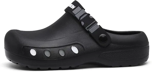 Vista 3 de MEIAGDT Zapatos de chef antideslizantes para hombre, impermeables y a prueba de aceite, con correas ajustables, suaves y cómodos, adecuados