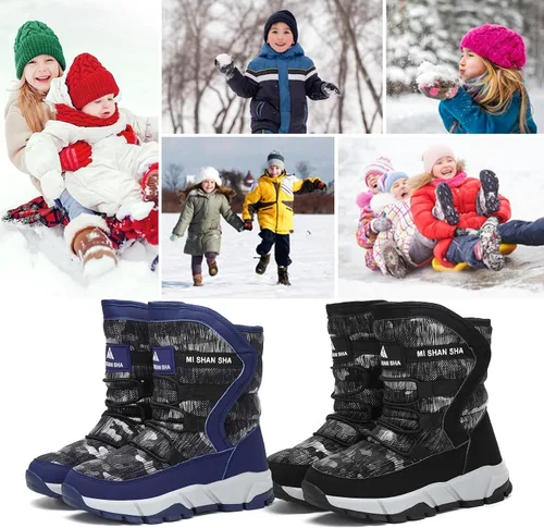 Vista 7 de Mishansha - Botas para la nieve para niño y niña, botas impermeables para el invierno, antideslizantes y cálidas para el clima frío