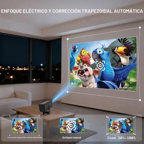 Vista 5 de Mini proyector, proyector portátil compatible con 4K, proyector de películas para exteriores Full HD 1080P con WiFi6 y Bluetooth
