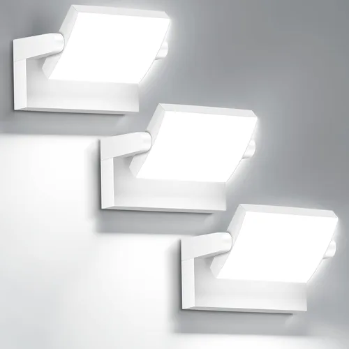Vista 7 de 3Pack de luces de pared LED para exterior de 40W, luces de inundación blancas de 350° de rotación, lámpara de iluminación exterior comercial