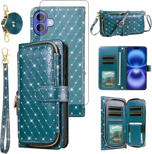 Vista 118 de Funda para teléfono iPhone 6 6S con cremallera y protector de pantalla con protector de pantalla, correa de cordón cruzado, ranura para iPhone 6 Six