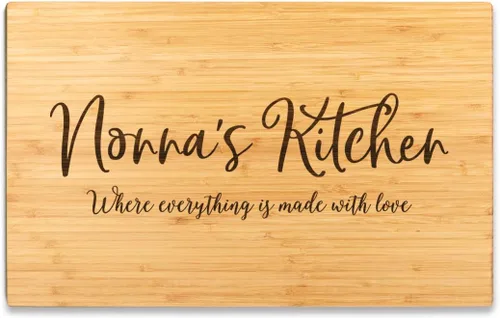 Vista 17 de Andaz Press Tabla de cortar grande de madera de bambú, 17.75 x 11 pulgadas, Aunt's Kitchen Where Everything is Made With Love, 1 paquete, tabla