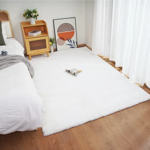 Vista 26 de Ghouse Alfombra ultrasuave de pelo sintético de conejo 2x3, alfombras lavables a máquina para dormitorio, alfombras esponjosas para sala de estar