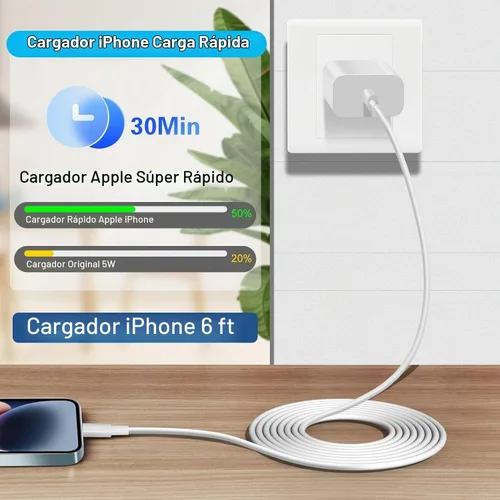 Vista 3 de Cargador de iPhone de carga rápida, [certificado Apple MFi] Apple Chargers iPhone Super Quick 2Pack de 6 pies tipo C a Lightning cable USB C