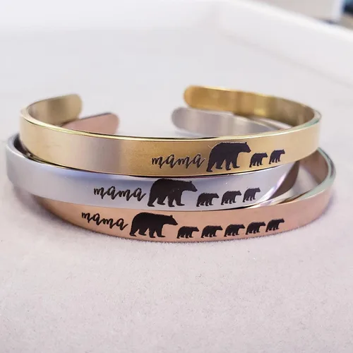 Vista 8 de Mama Bear Cuff Bracelet Mother's Day Gift