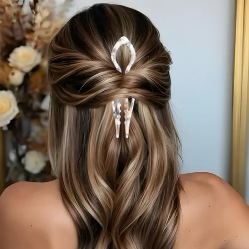 Vista 6 de 4 horquillas para el cabello para mujer, horquillas francesas en forma de U, elegantes accesorios para el cabello de mujer, horquilla francesa
