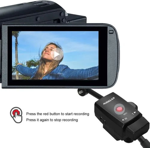 Vista 5 de AODELAN Control de zoom Control remoto para videocámara Lanc Terminal Trípode Grabar Video Zoom para Sony NX5C, 190P, 150P, 198P, VX2000E/Canon XL1S