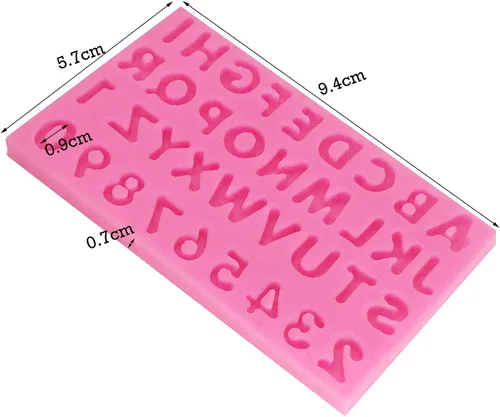 Vista 2 de Molde de silicona reutilizable de grado alimenticio con forma de letra, antiadherente, decoración de tartas de chocolate, chicle de caramelo