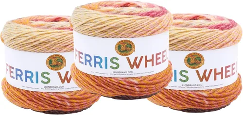 Vista 27 de Lion Brand Yarn, Hilo multicolor en forma de rueda Ferris para tejer, hacer ganchillo y manualidades, Buttercup, paquete de 1
