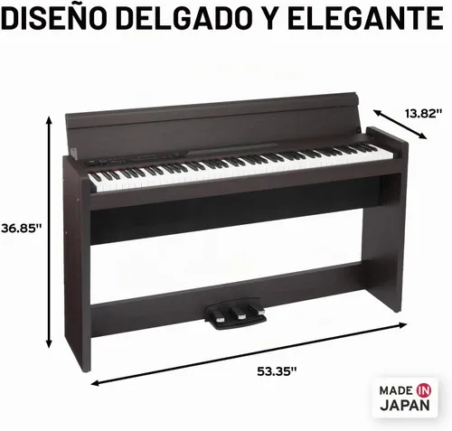 Vista 3 de Korg LP-380U - Piano digital para el hogar con teclado de 88 teclas y soporte, palisandro Rosewood