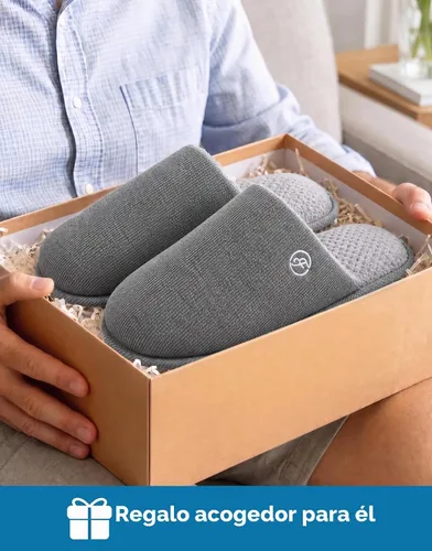 Vista 6 de EverFoams Pantuflas de punto de algodón para hombre con espuma Gris