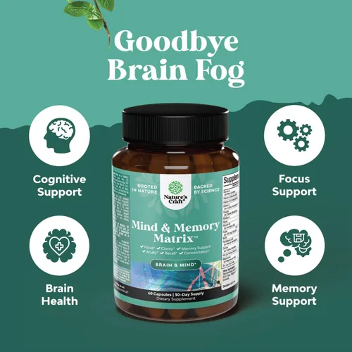 Vista 4 de Suplemento cerebral avanzado para memoria y concentración, suplemento de apoyo cerebral nootrópicos con vitaminas de memoria y enfoque para adultos