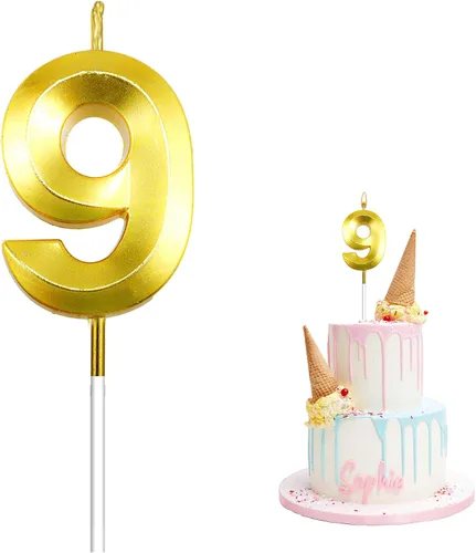 Vista 10 de Velas de cumpleaños para pasteles, velas de cumpleaños número 1 doradas, velas de números de feliz cumpleaños, velas de números para decoración