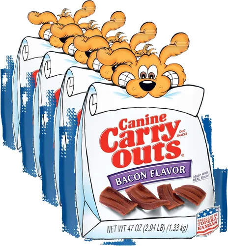 Vista 17 de Canine Carry Outs Golosinas para perros, sabor a tocino, 22.5 onzas (paquete de 4), hechas con tocino real
