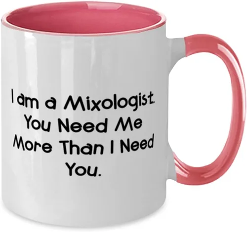 Vista 2 de Regalos únicos para mixólogos, I am a Mixologist. You Need Me, Taza única de cumpleaños de dos tonos de 11 oz para compañeros de trabajo, taza