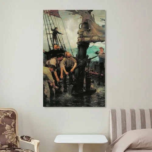 Vista 7 de All Hands to The Pumps by Henry Scott Tuke Canvas Wall Art Poster Decorative Bedroom Modern Home Print Picture Artworks Posters 12x18inch(30x45cm)