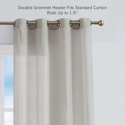 Vista 3 de Nautica - Cordelia - Cortina transparente aplastada Cortinas para ventana Cortinas ligeras Juego de 2 paneles Transparente Cabecera