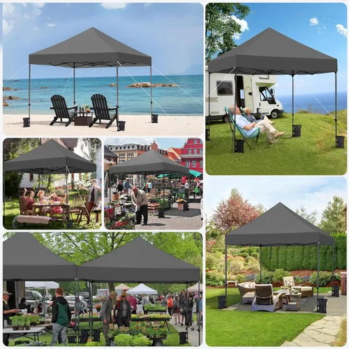 Vista 4 de Yaheetech - Tienda de campaña, toldo comercial instantáneo de alta resistencia, toldo ajustable impermeable 500D con bolsa de transporte con ruedas