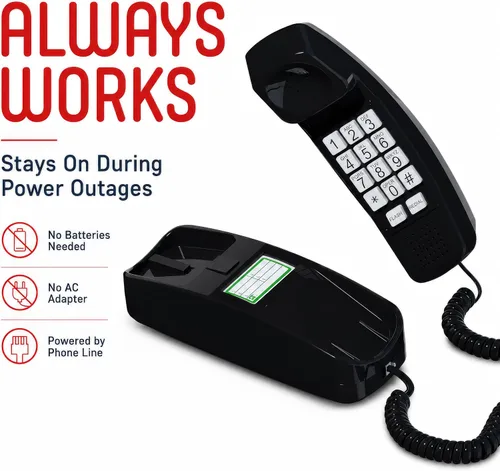 Vista 3 de iSoHo - Teléfono con cable de botón grande para personas mayores, teléfono fijo fácil de usar con teclado iluminado, auricular ergonómico y sin Negro