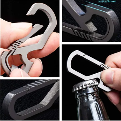 Vista 3 de Ccanku Titanium Keychain Rings Anti-Lost Quick Release Heavy Duty Key Chain Hook EDC Tools