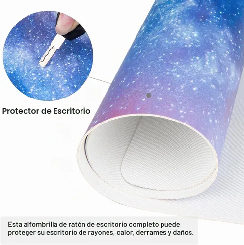 Vista 5 de Qiyi Alfombrilla de escritorio, grande, de mouse, vía láctea, decoración, piel sintética impermeable, protector para oficina, hogar, trabajo