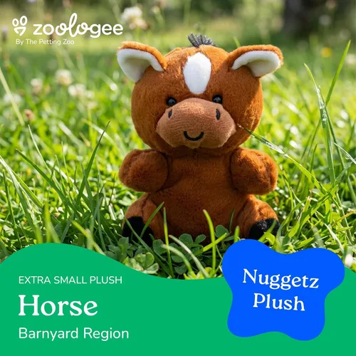 Vista 4 de The Petting Zoo Peluche de caballo de peluche, regalos para niños, animales de vida silvestre Nuggetz, juguete de peluche de caballo marrón, 6