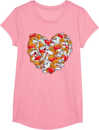 Vista 56 de Camiseta inglesa para el día de San Valentín con diseño de corazón y perro amante de los niños Negro