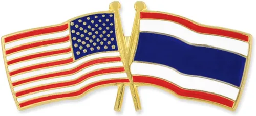 Vista 152 de PinMart Pin de solapa esmaltado con bandera de la amistad cruzada de Estados Unidos y el mundo