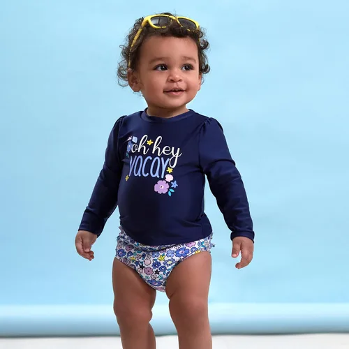 Vista 5 de Gerber Conjunto de traje de baño de manga larga para bebé y niña