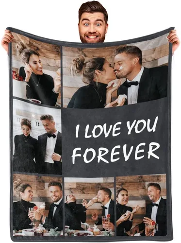 Vista 10 de DayOfShe envía al día siguiente, mantas personalizadas con fotos para regalos de novia, mantas personalizadas para esposa con imagen, manta