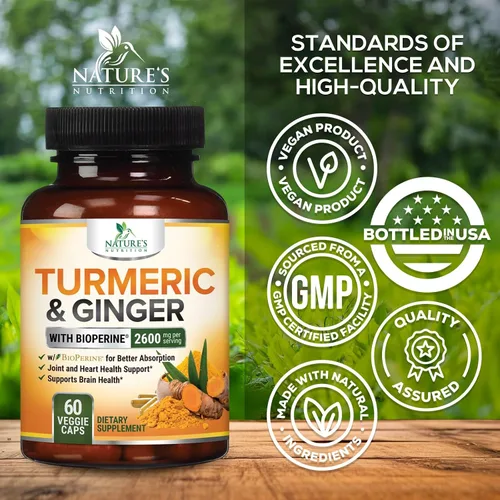 Vista 4 de Suplemento de curcumina de cúrcuma – 2000 mg de cúrcuma orgánica por porción – 95% curcuminoides, jengibre y pimienta negra BioPerine para una mejor
