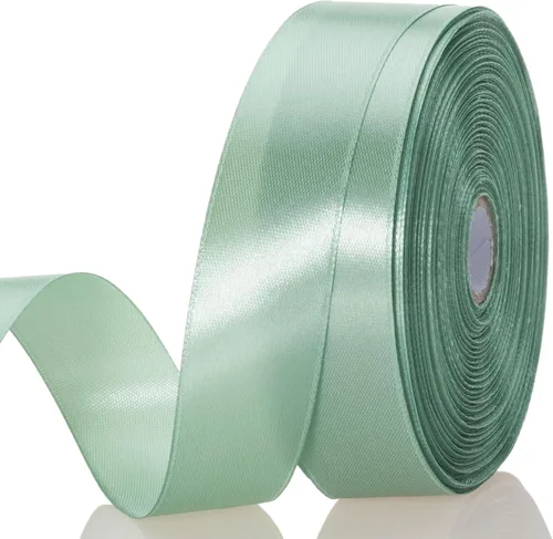 Vista 14 de YASEO - Cinta de satén sólido verde manzana de 1 pulgada para envolver regalos, 50 yardas Soft, Satiny, Colorfast, Polyester Fabric, Ease of Use