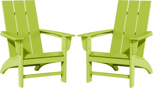 Vista 12 de Silla Adirondack de Madera Sintética Adiromoti, Sillas de Patio Resistente a Todo Clima, Aspecto de Madera, Silla Pre-Ensamblada para Fuego al Aire