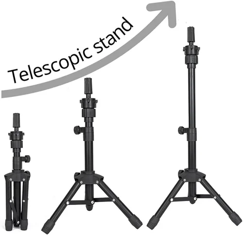 Vista 6 de ZQIAN BEAUTY Trípode de soporte para peluca de 25 pulgadas, soporte de cabeza de maniquí ajustable, soporte de cabeza de peluca para cabezas