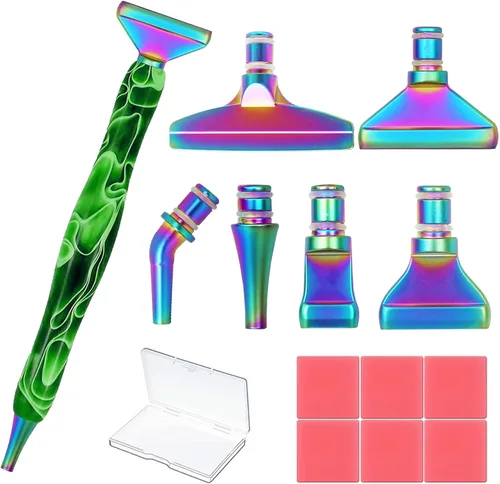 Vista 16 de Heyseri Bolígrafos de arte de diamante, juego de herramientas de 14 piezas, accesorios para bolígrafos de pintura de diamante, puntas de metal