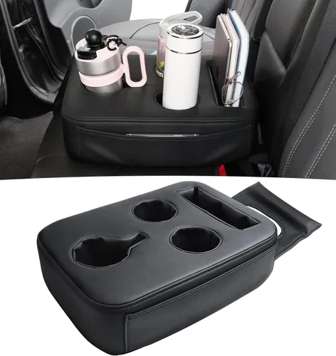 Vista 11 de Portavasos de Coche Mejorado con Correas de Seguridad Duales, Portavasos para Asiento Trasero de Coche, Portavasos de Camión de Cuero PU