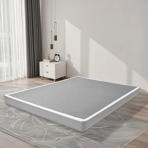 Vista 2 de VEVOR Base de cama tamaño Queen con tela lavable, marco de metal resistente para cama Queen, base de colchón de 5.1 pulgadas, capacidad máxima