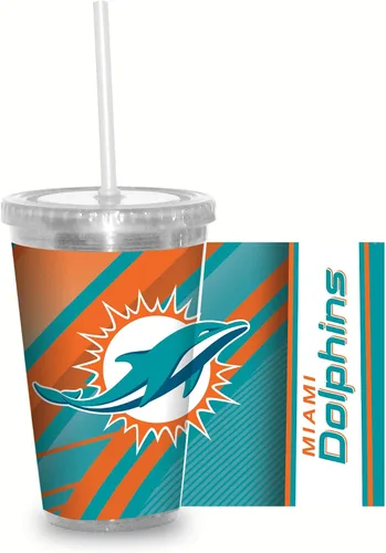Vista 35 de Vaso transparente de fútbol NFL de 16 onzas con popote para fanáticos de la NFL